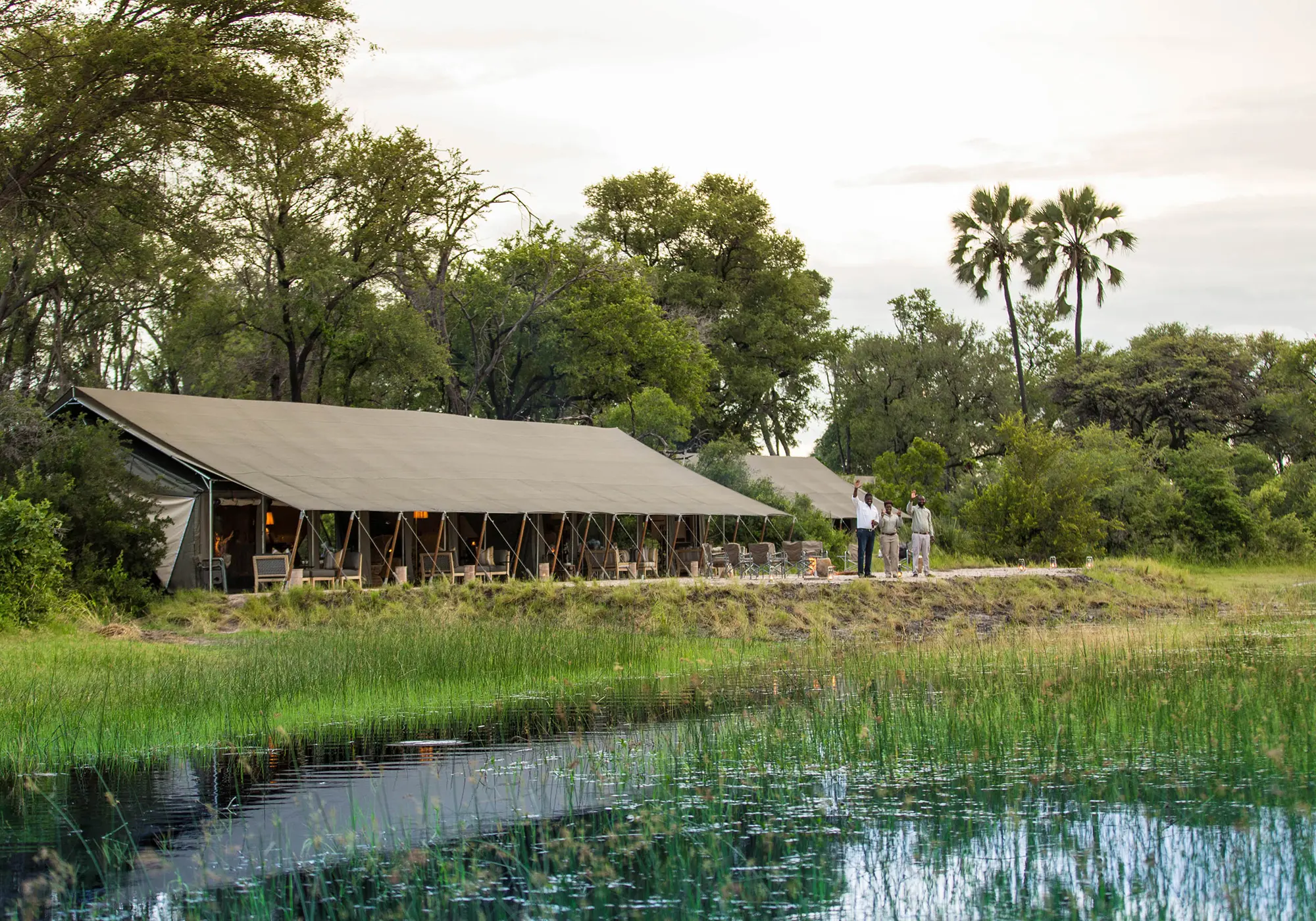 Gomoti Plains Camp — lodge exterior and grounds